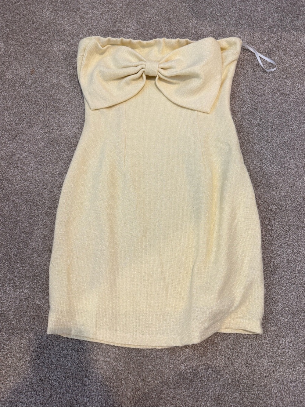Strapless Bow-Front Yellow Mini Dress